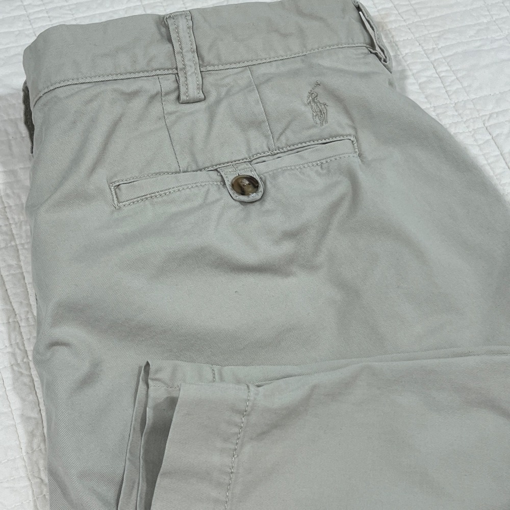 Polo Ralph Lauren Mens 36 Beige Tan Stretch Classic Chino Shorts Cotton Twill
